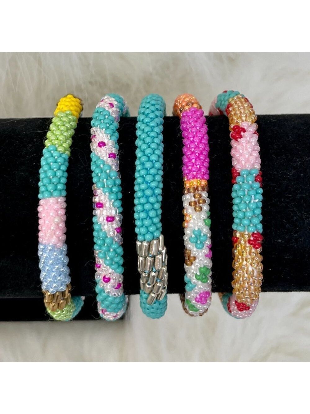 HAND CRAFTED in Nepal Beaded Bracelets (set of 5) #1005